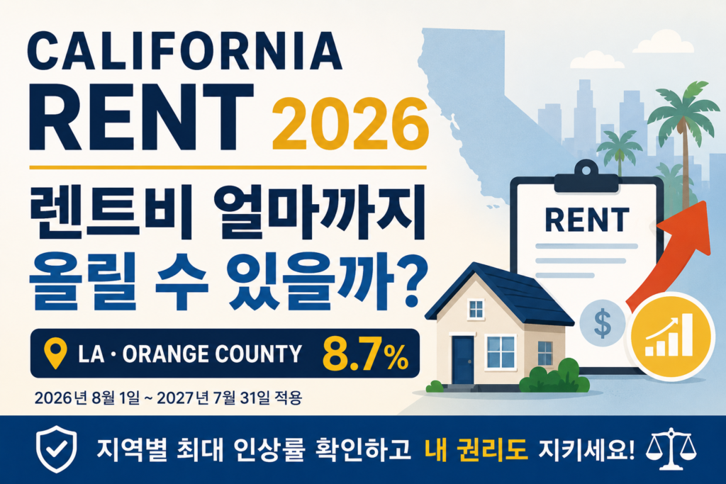 캘리포니아 렌트 인상 한도 2026 LA Orange County 8.7%