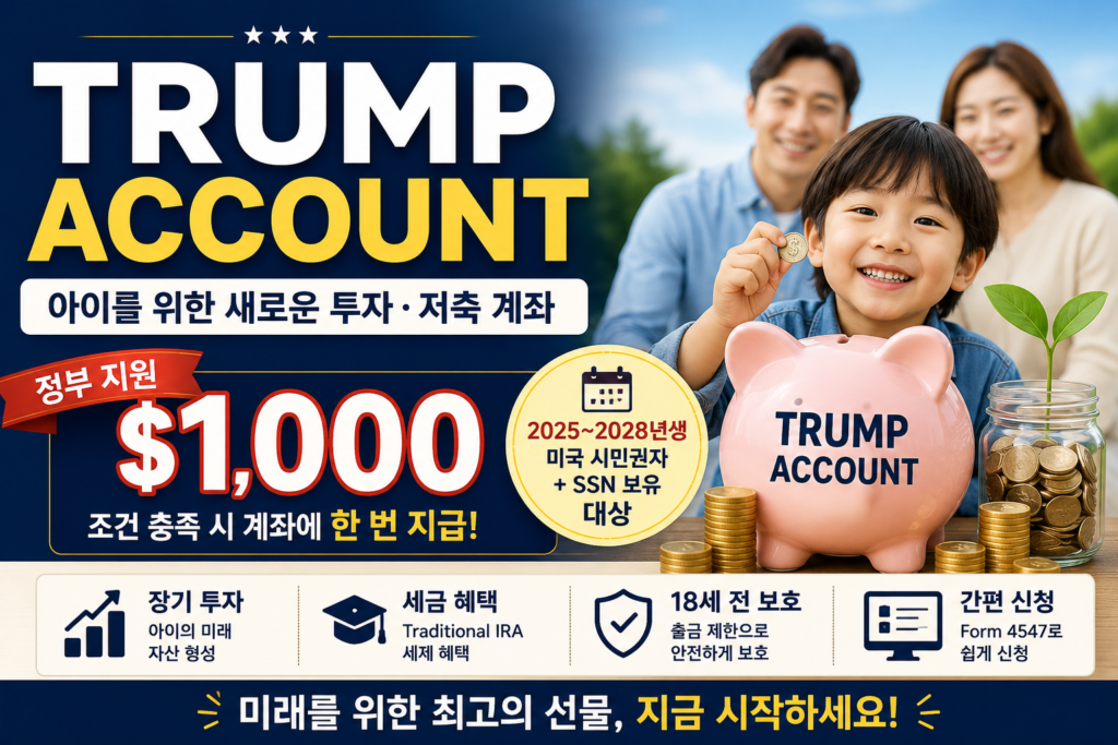 Trump Account 2025~2028년생 정부 $1,000 지원 자격조건과 신청방법