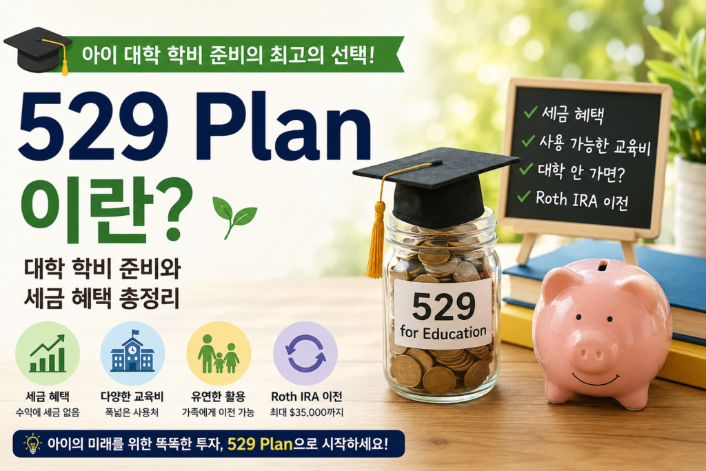 529 Plan 대학 학비 준비 세금 혜택 교육비 Roth IRA 이전 방법
