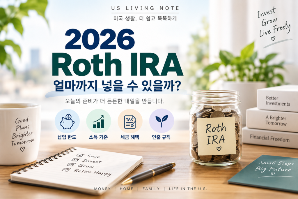 2026 Roth IRA 납입한도 $7,500 소득기준 세금혜택 인출규칙 총정리