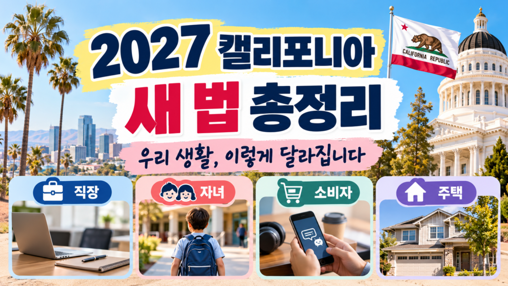 2027 캘리포니아 새 법 직장 자녀 소비자 주택 생활 변화 총정리